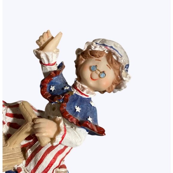 Patriotic Uncle Sam and Lady Liberty Seesaw Figurine On Liberty Bell Base - Picture 4 of 16